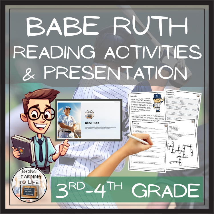 Babe Ruth Close Reading Comprehension Activities | 3rd Grade & 4th Grade