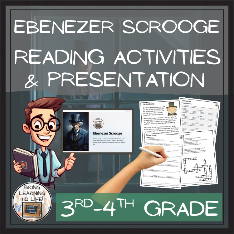 Ebenezer Scrooge Close Reading Comprehension Activities | 3rd Grade & 4th Grade