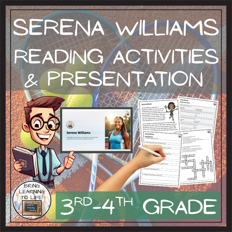 Serena Williams Close Reading Comprehension Activity | 3rd Grade & 4th Grade