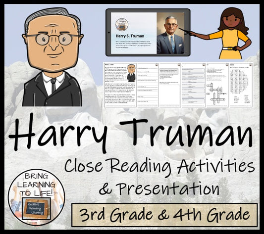 Harry Truman Close Reading Comprehension Activities | 3rd Grade & 4th Grade