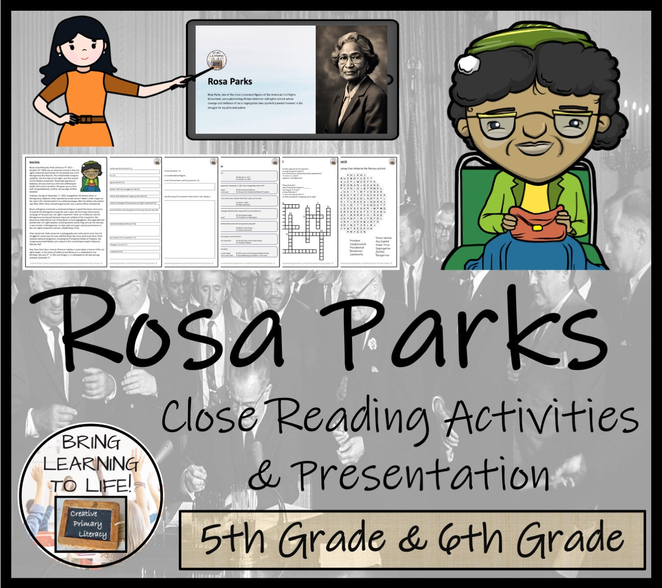 Rosa Parks Close Reading Comprehension Activities | 5th Grade & 6th Grade