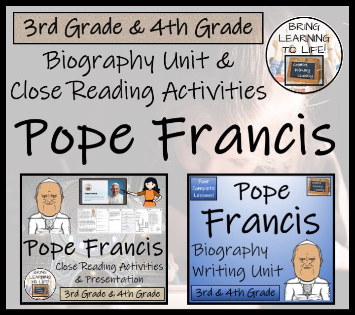 Pope Francis Close Reading & Biography Bundle | 3rd Grade & 4th Grade