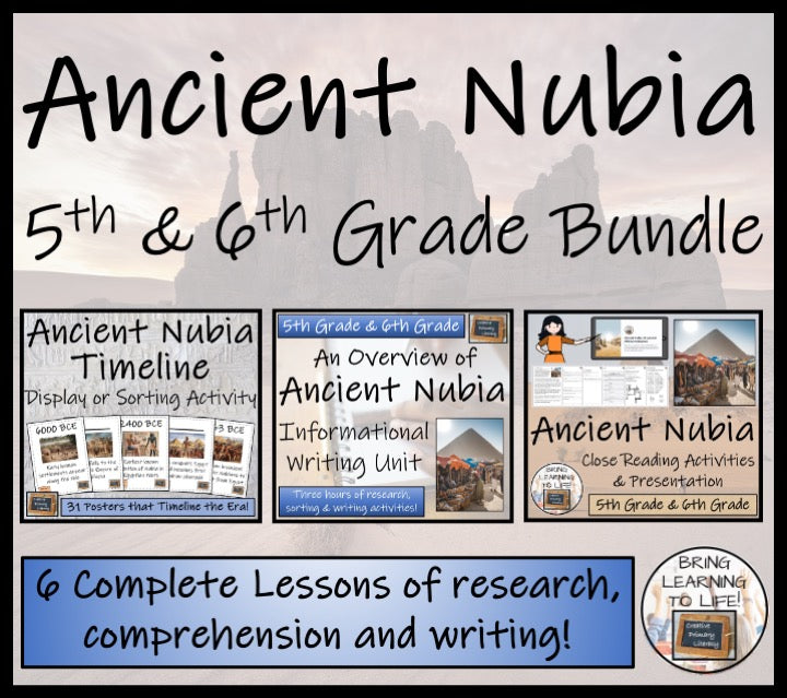 Ancient Nubia Display Sorting Close Reading & Writing Bundle 5th & 6th Grade