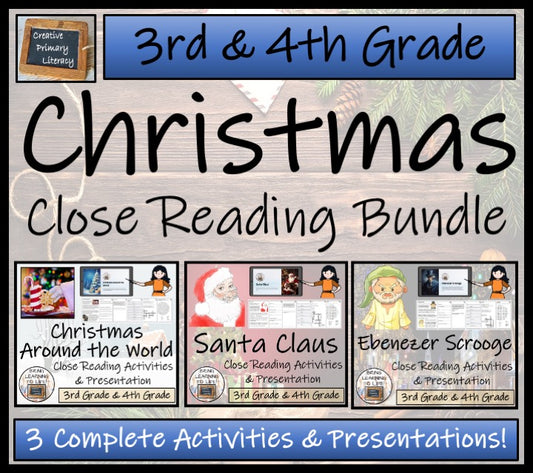 A Christmas Close Reading Comprehension Bundle | 3rd Grade & 4th Grade