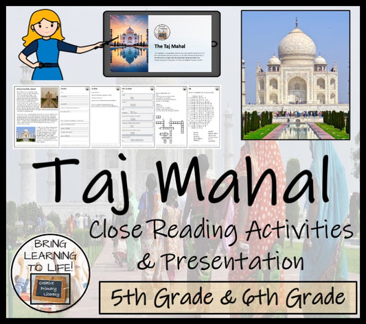 Taj Mahal Close Reading Comprehension Activities | 5th Grade & 6th Grade