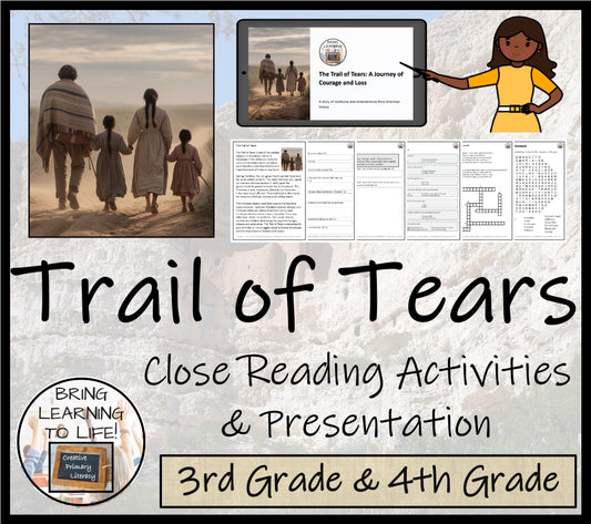 Trail of Tears Close Reading Passage & Comprehension Activities | 3rd–4th Grade