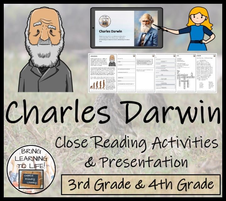 Charles Darwin Close Reading Comprehension Activities | 3rd Grade & 4th Grade