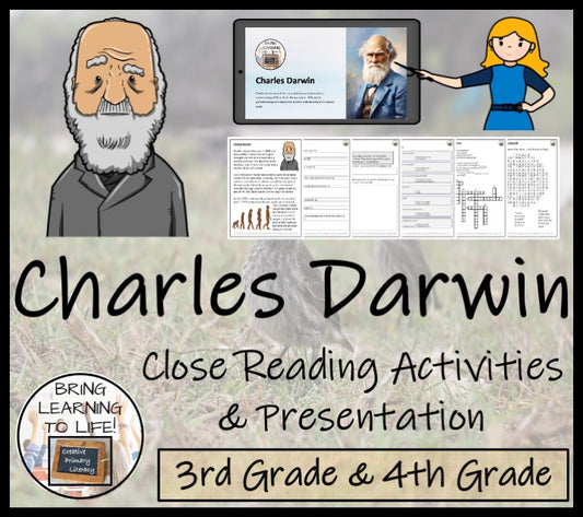 Charles Darwin Close Reading Comprehension Activities | 3rd Grade & 4th Grade