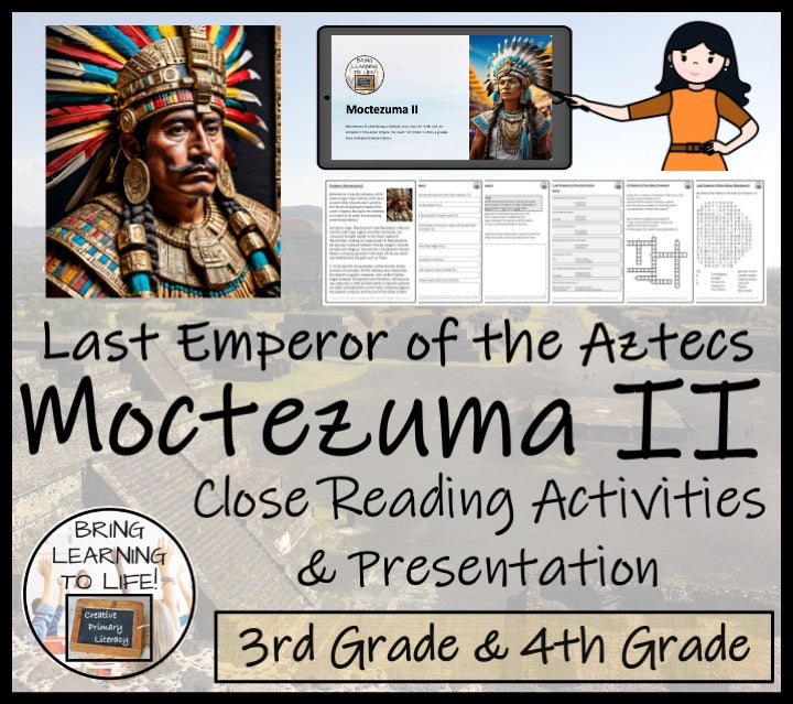 Moctezuma II Close Reading Comprehension Activities | 3rd Grade & 4th Grade