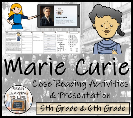 Marie Curie Grade Close Reading Comprehension Activity | 5th Grade & 6th Grade