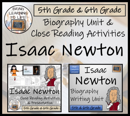 Isaac Newton Close Reading & Biography Bundle 5th Grade & 6th Grade