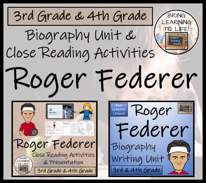 Roger Federer Close Reading & Biography Bundle | 3rd Grade & 4th Grade