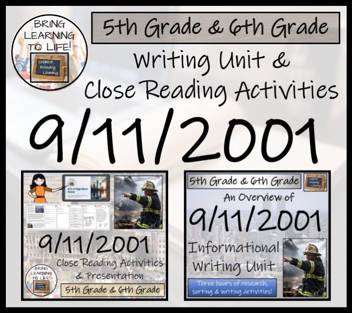 9/11 Attacks Close Reading & Informational Writing Bundle | 5th & 6th Grade