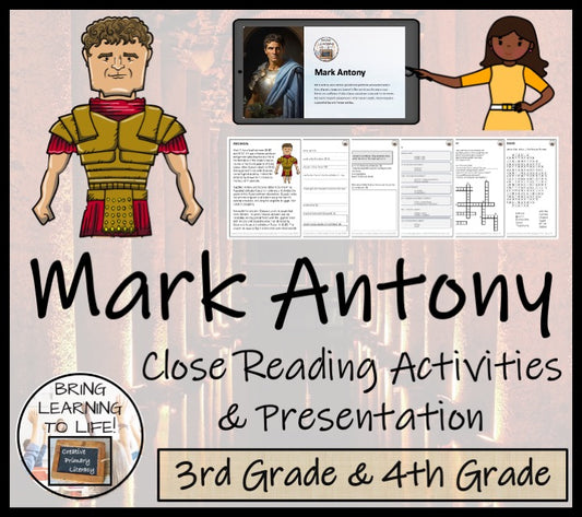 Mark Antony Close Reading Comprehension Activities | 3rd Grade & 4th Grade