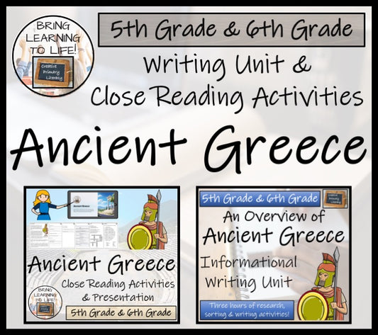 Ancient Greece Close Reading & Informational Writing Bundle | 5th & 6th Grade