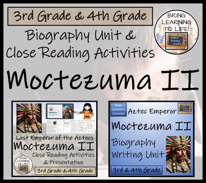 Moctezuma II Close Reading & Biography Bundle | 3rd Grade & 4th Grade