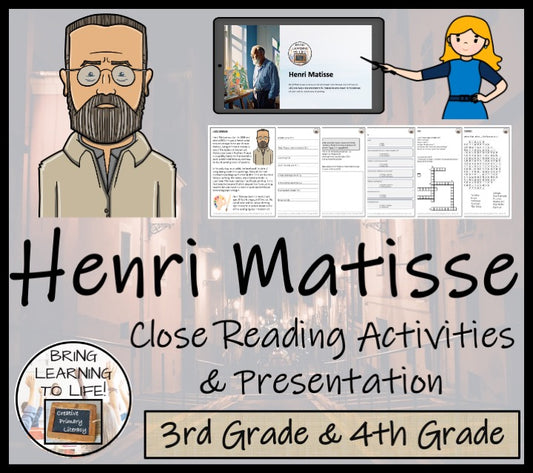 Henri Matisse Close Reading Comprehension Activities | 3rd Grade & 4th Grade