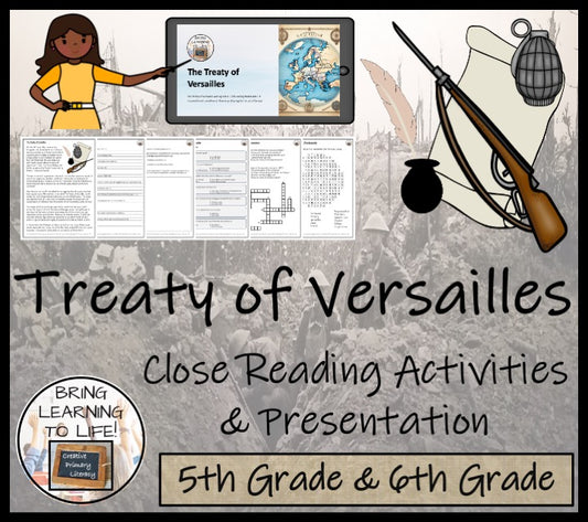 Treaty of Versailles Close Reading Comprehension Activities | 5th & 6th Grade