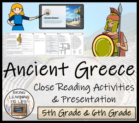 Ancient Greece Close Reading Comprehension Activities | 5th Grade & 6th Grade