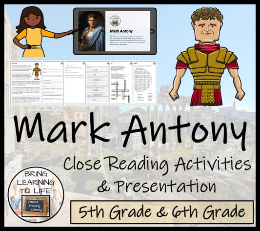 Mark Antony Close Reading Comprehension Activities | 5th Grade & 6th Grade