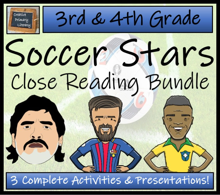 Soccer Stars Close Reading Comprehension Activity Bundle | 3rd Grade & 4th Grade