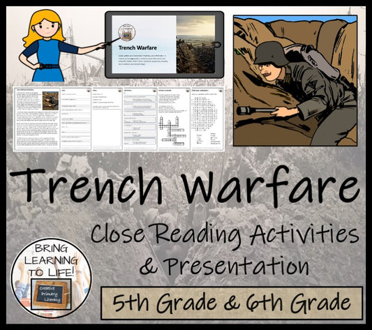 Trench Warfare in World War I Close Reading Comprehension | 5th & 6th Grade