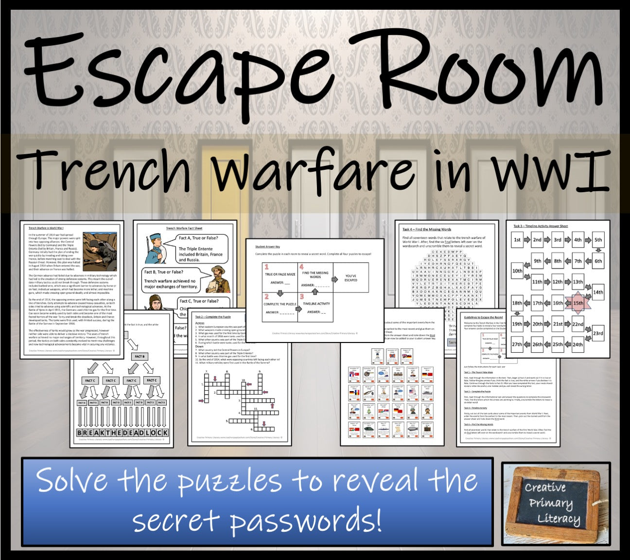 Trench Warfare in the First World War Escape Room Activity