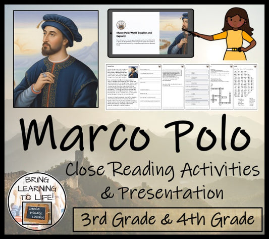 Marco Polo Close Reading Comprehension Activities | 3rd Grade & 4th Grade