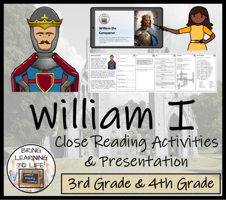 William the Conqueror Close Reading Comprehension Activities | 3rd & 4th Grade