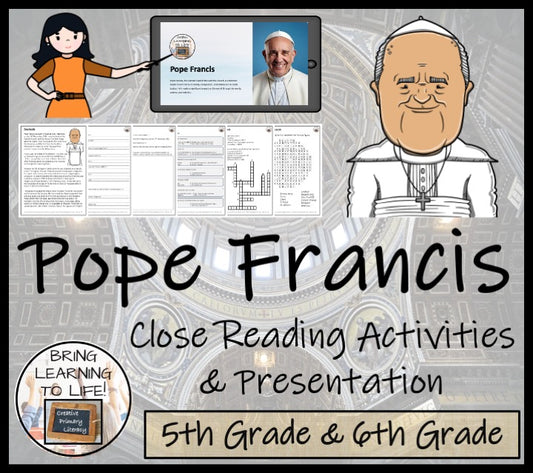 Pope Francis Close Reading Comprehension Activities | 5th Grade & 6th Grade