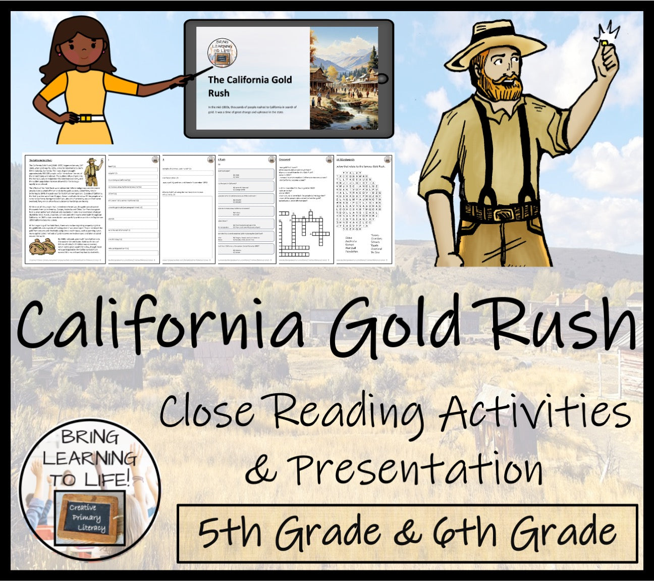 California Gold Rush Close Reading Comprehension Activities | 5th & 6th Grade