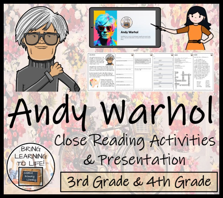 Andy Warhol Close Reading Comprehension Activities | 3rd Grade & 4th Grade