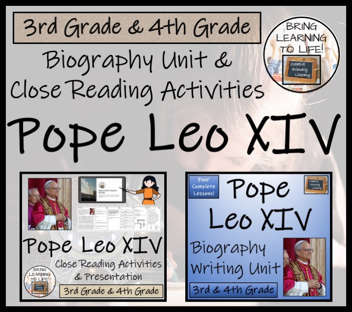 Pope Leo XIV Close Reading & Biography Bundle | 3rd Grade & 4th Grade