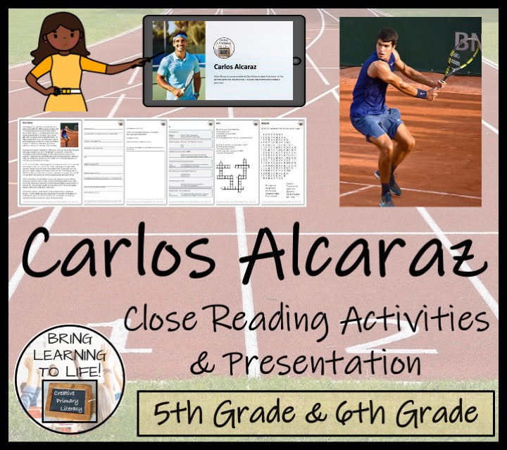 Carlos Alcaraz Close Reading Comprehension Activity | 5th Grade & 6th Grade