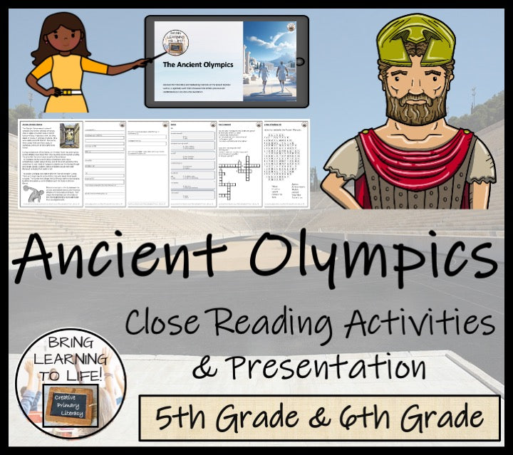 Ancient Olympic Games Close Reading Comprehension Activities | 5th & 6th Grade