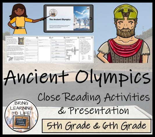 Ancient Olympic Games Close Reading Comprehension Activities | 5th & 6th Grade