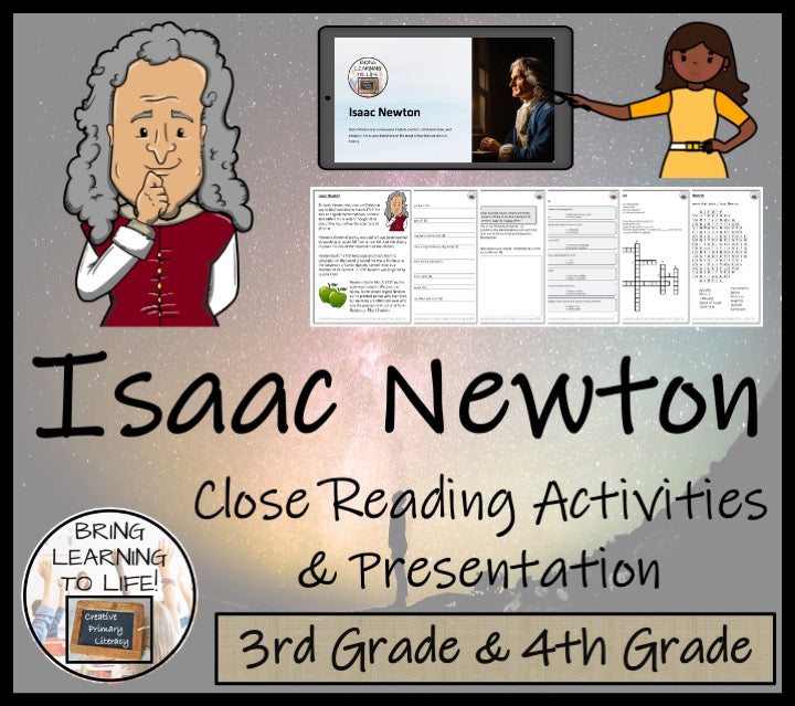 Isaac Newton Close Reading Comprehension Activities | 3rd Grade & 4th Grade