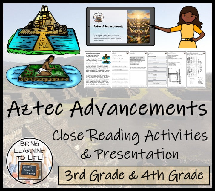 Advancements of the Aztec Empire Close Reading Comprehension | 3rd & 4th Grade