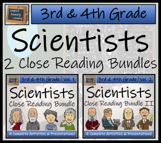 Famous Scientists 1 & 2 Close Reading Comprehension Bundles | 3rd & 4th Grade