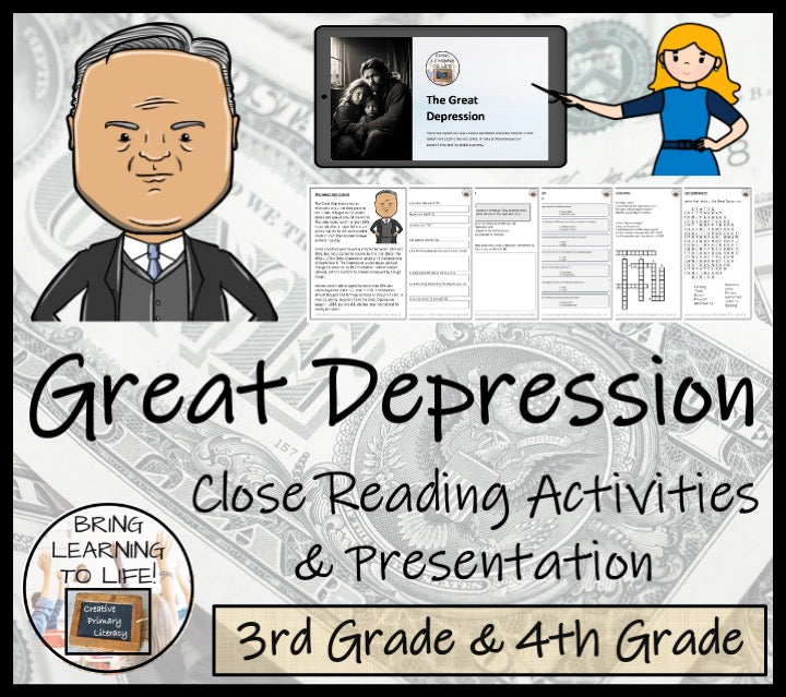 Great Depression Close Reading Comprehension Activities | 3rd Grade & 4th Grade