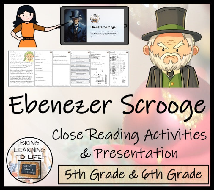 Ebenezer Scrooge Close Reading Comprehension Activities | 5th Grade & 6th Grade