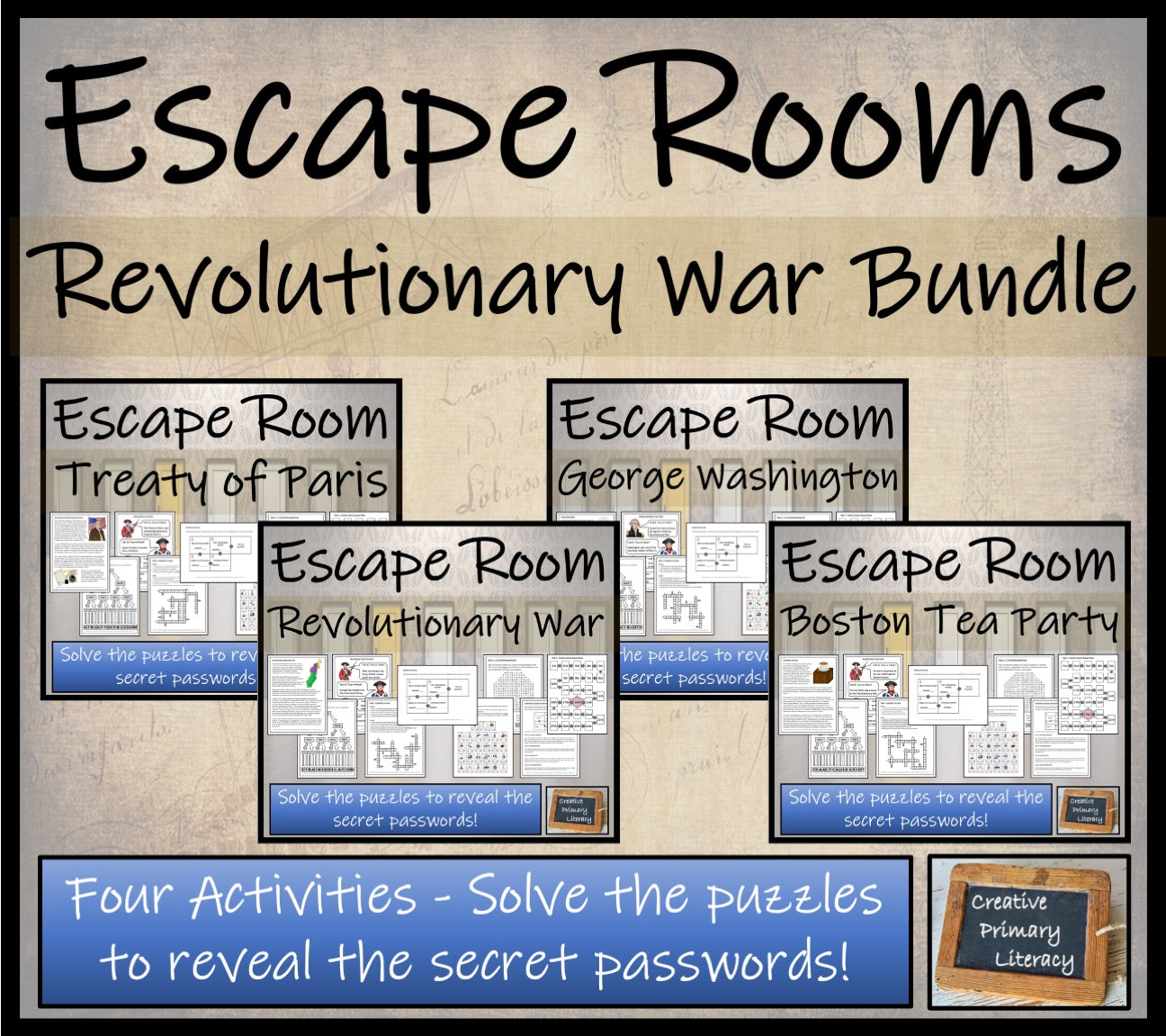 American Revolutionary War Escape Room Activity Bundle | 5th Grade & 6th Grade