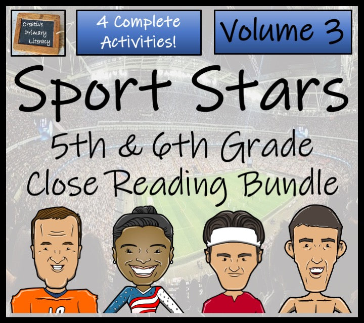 Sport Stars Volume 3 Close Reading Comprehension Bundle | 5th Grade & 6th Grade