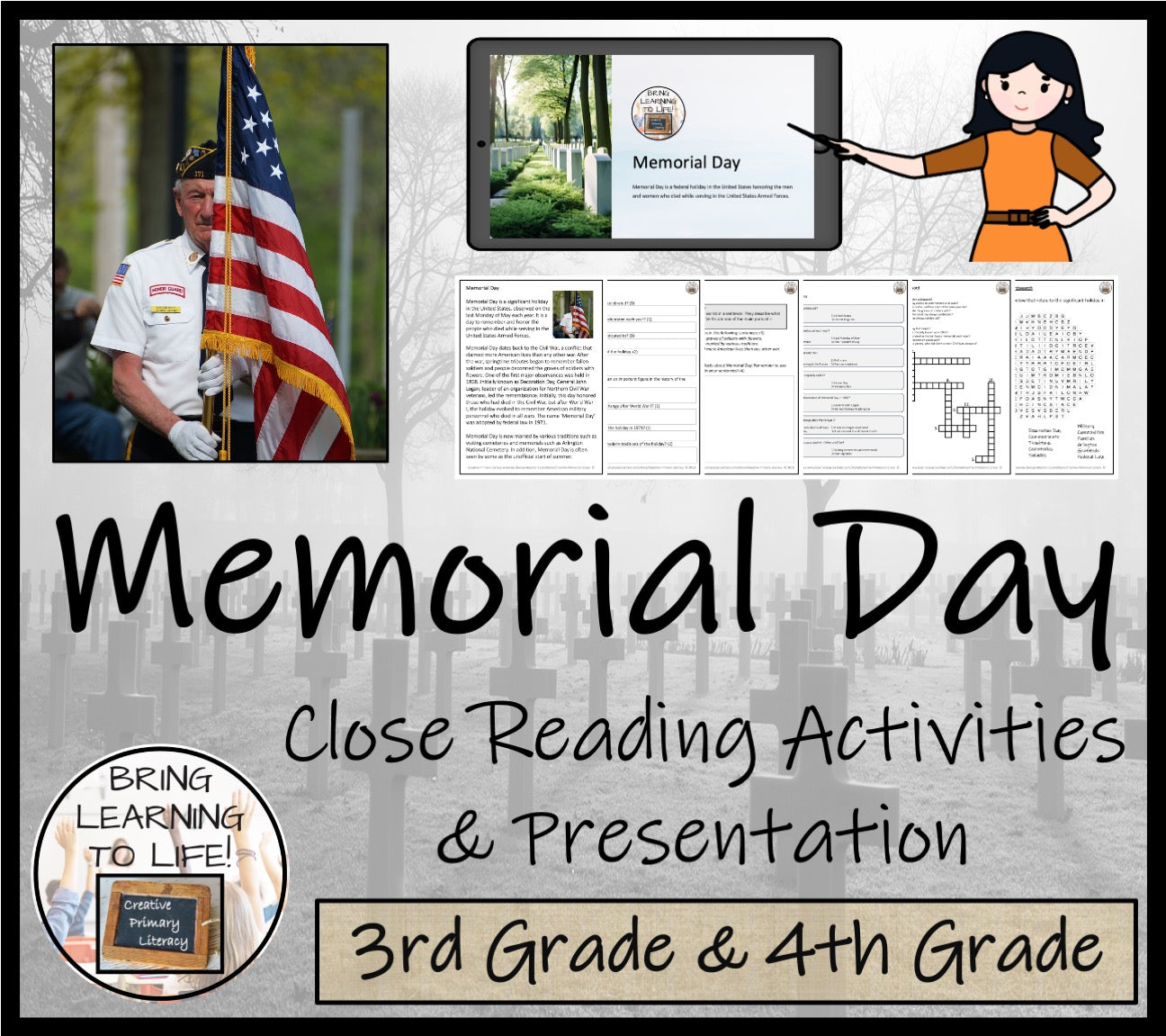 Memorial Day Close Reading Comprehension Activities | 3rd Grade & 4th Grade