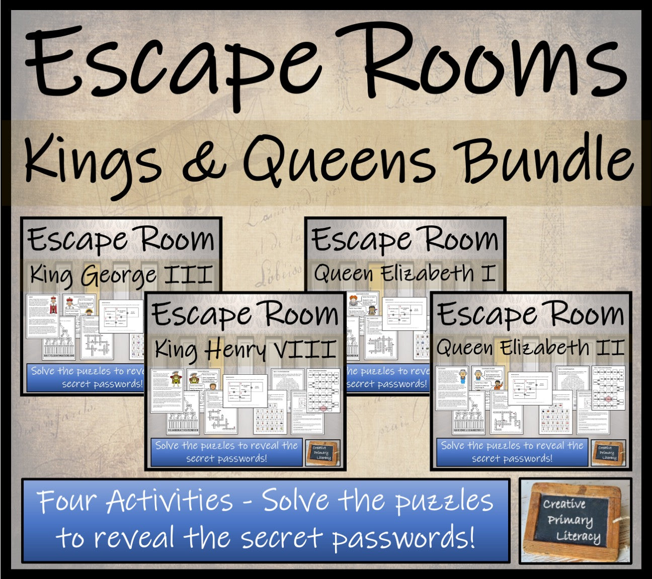 Kings and Queens of England Escape Room Activity Bundle | 5th Grade & 6th Grade