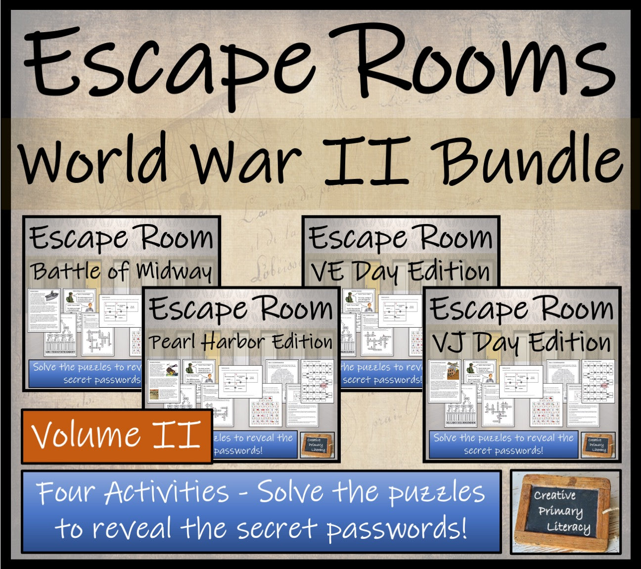 World War 2 Volume II Escape Room Activity Bundle | 5th Grade & 6th Grade