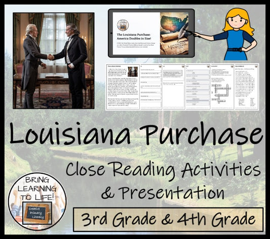 Louisiana Purchase Close Reading Comprehension Activities | 3rd & 4th Grade