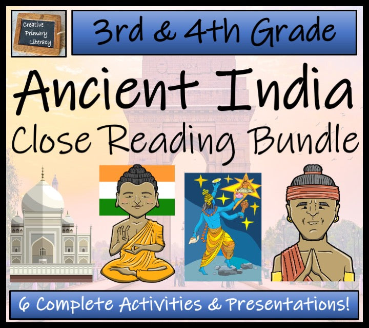 Ancient India Close Reading Comprehension Bundle | 3rd Grade & 4th Grade