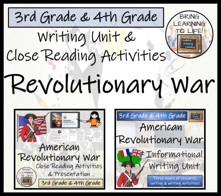 American Revolutionary War Close Reading & Informational Writing Bundle | 3rd & 4th Grade