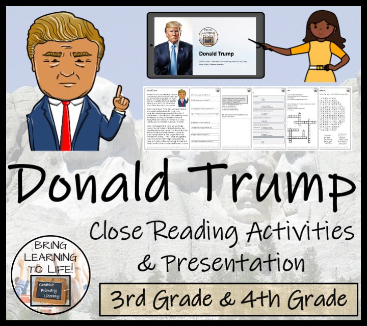 Donald Trump Close Reading Comprehension Activities | 3rd Grade & 4th Grade